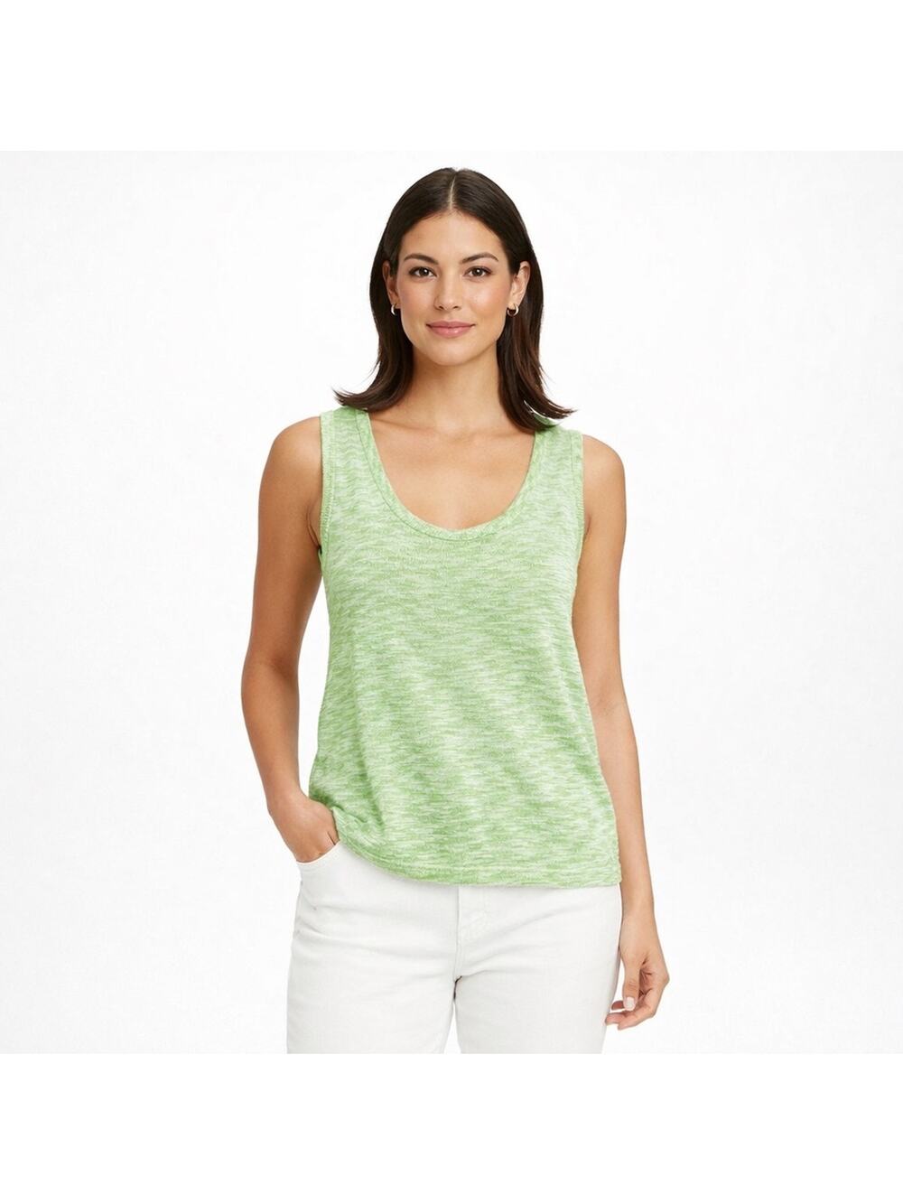 St John Sport Knit Tank Green Mint Sleeveless Top Back Logo Size M